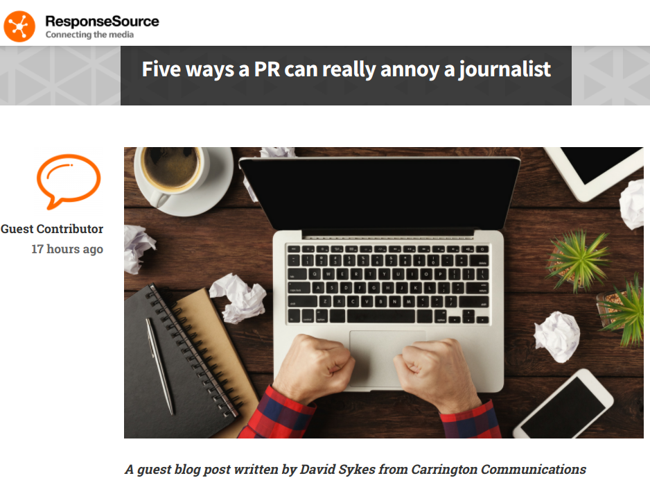 Response Source David Sykes article - how PRs annoy journalists