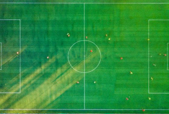 Arial view of football pitch