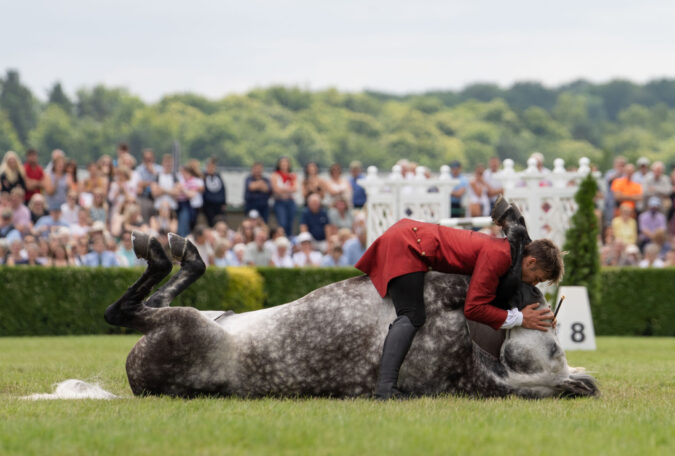 Ben Atkinson, of Atkinson Action Horses, performing with one of his horses