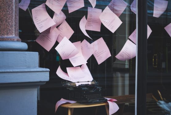 Pages flying off from typewriter