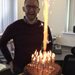 Dave's birthday cake and fireworks